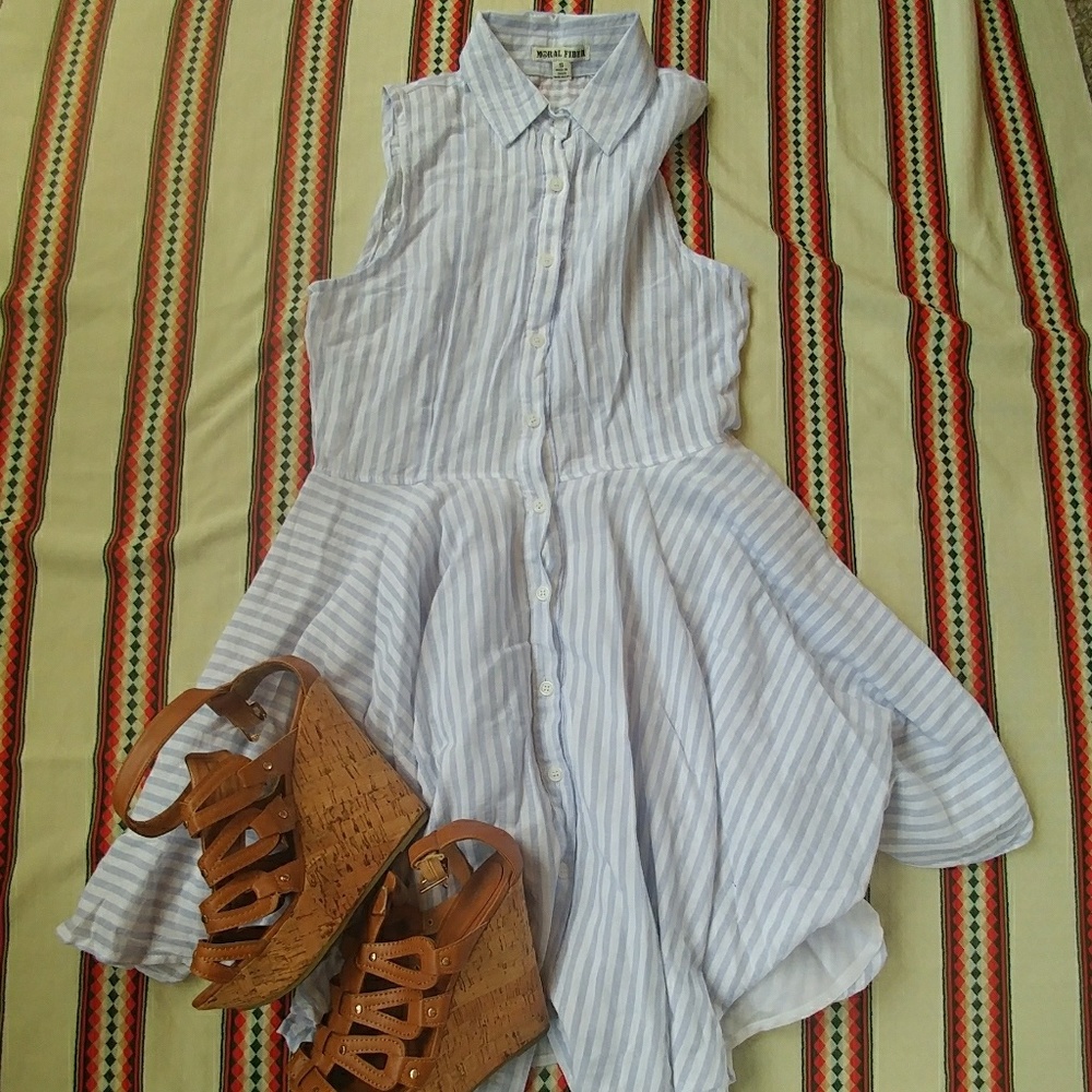 Striped fit and flared dress